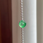 18k金镶冰种翠绿翡翠平安扣（yc253255）