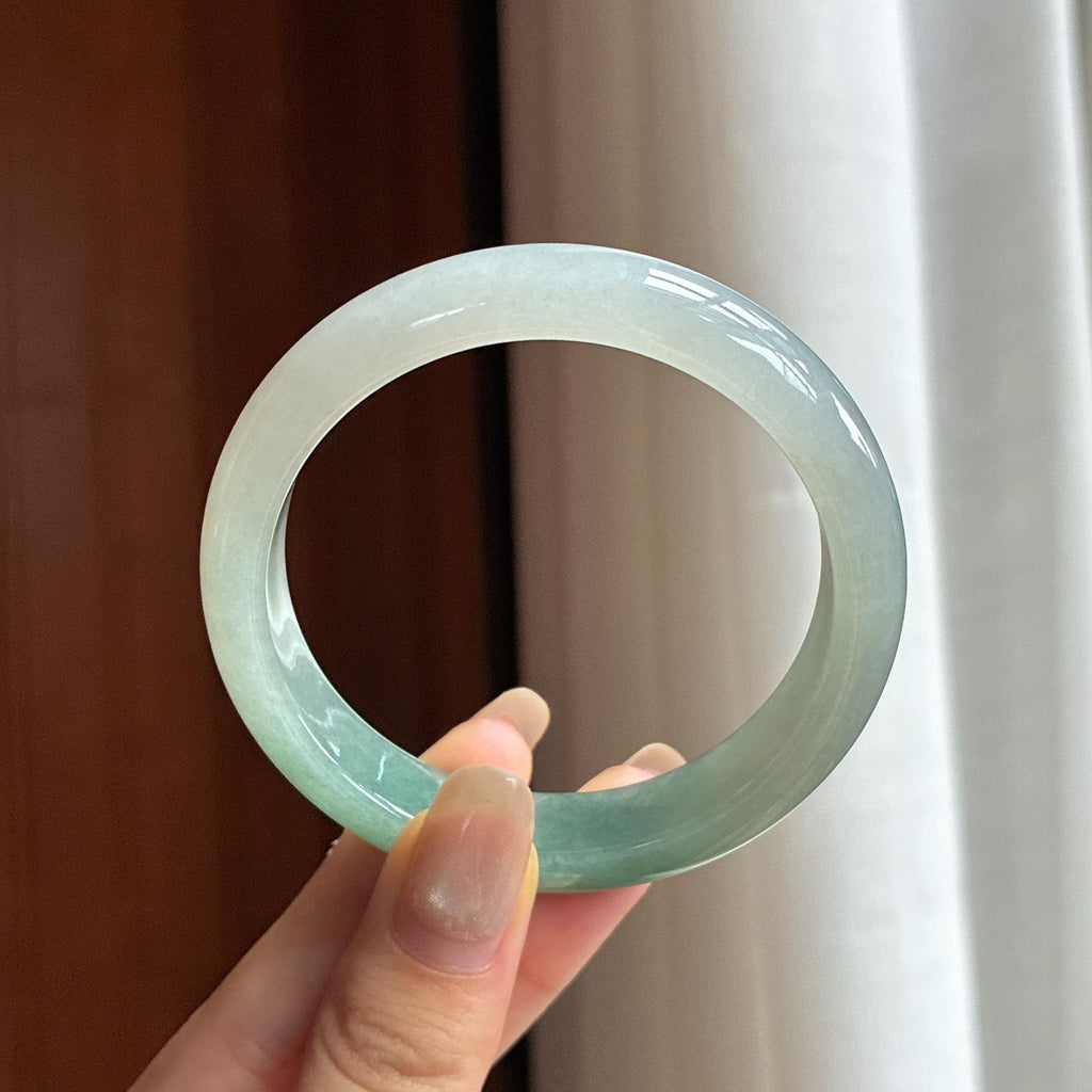 细糯种半山半水正圈平安镯 54圈 天然缅甸A货翡翠（yc455084）