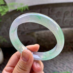 糯冰种淡春彩平安镯（57mm）