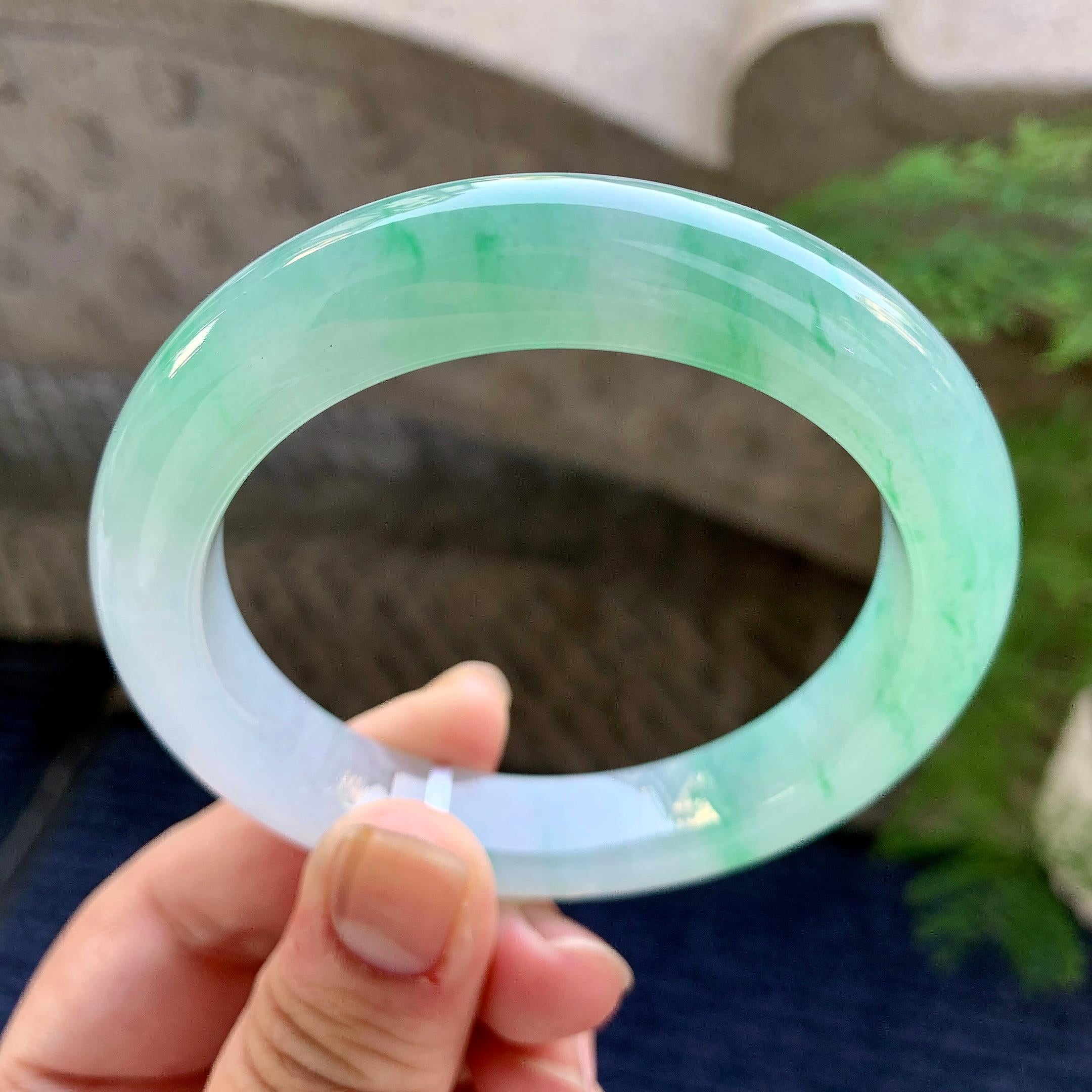 糯冰种飘花平安镯（57.2mm）（yc249468）