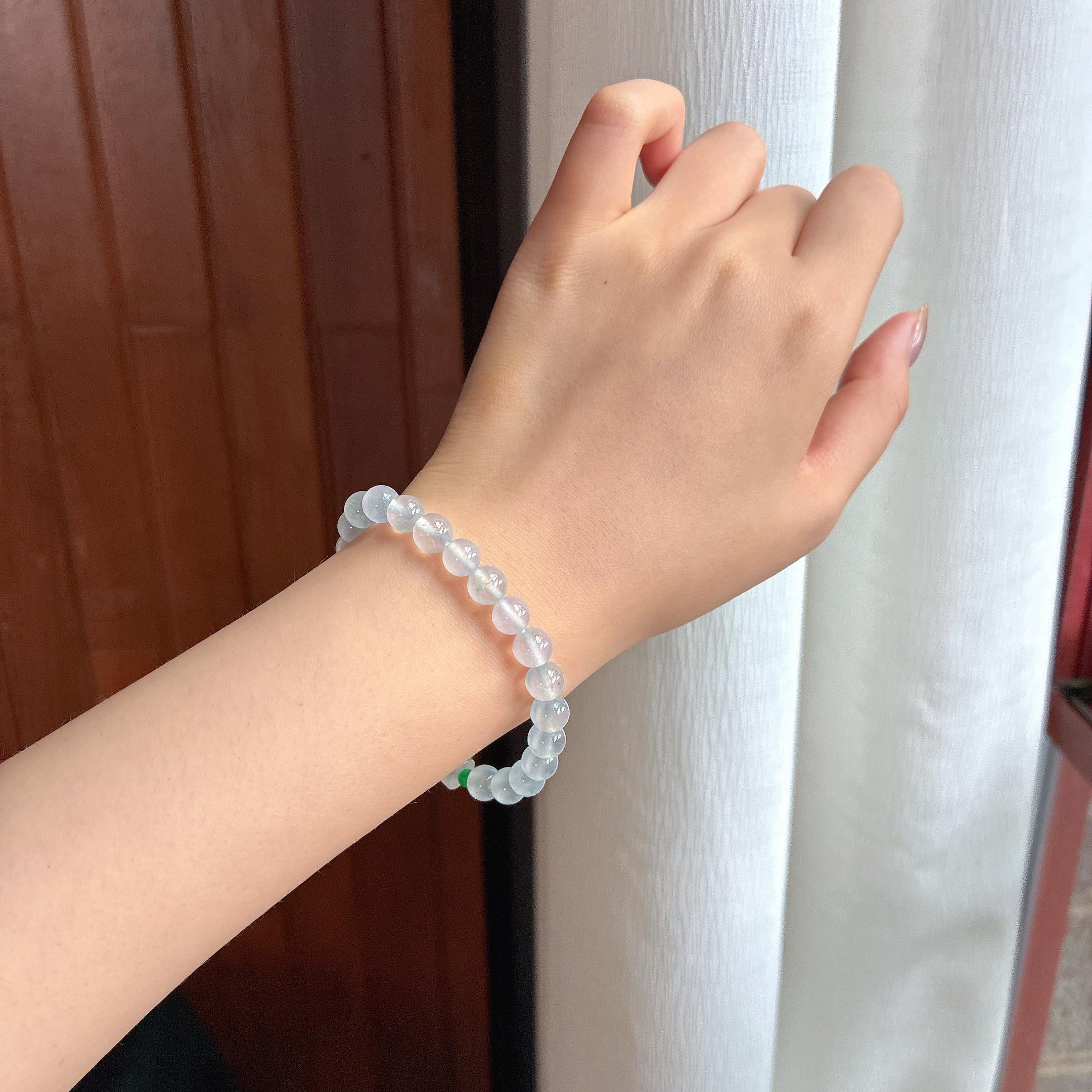 Vòng tay băng chủng không màu Ngọc phỉ thúy tự nhiên Myanmar loại A (yc450386)