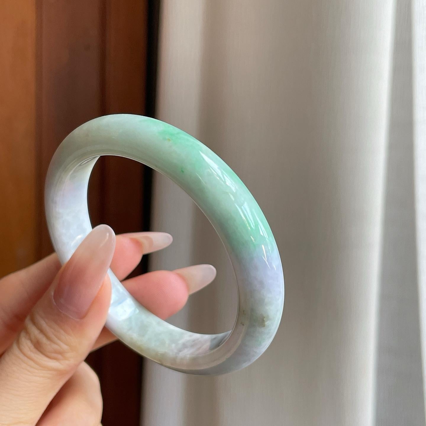 细糯冰飘花翡翠平安镯（54mm）（yc282590）