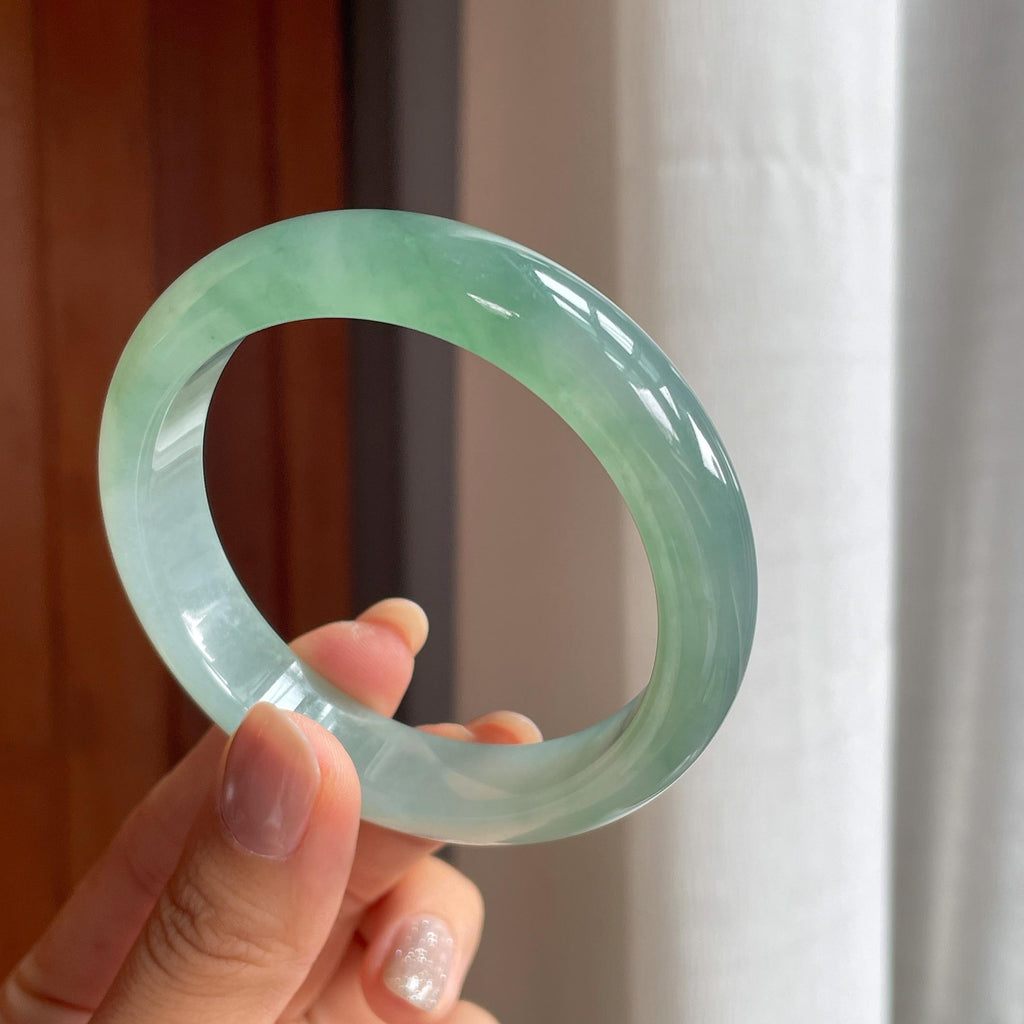 冰种湖水绿翡翠平安镯（57.2mm）（yc414540）