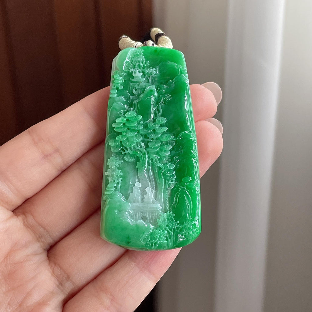 糯冰带色山水牌挂件 天然缅甸Ａ货翡翠（yc506570）