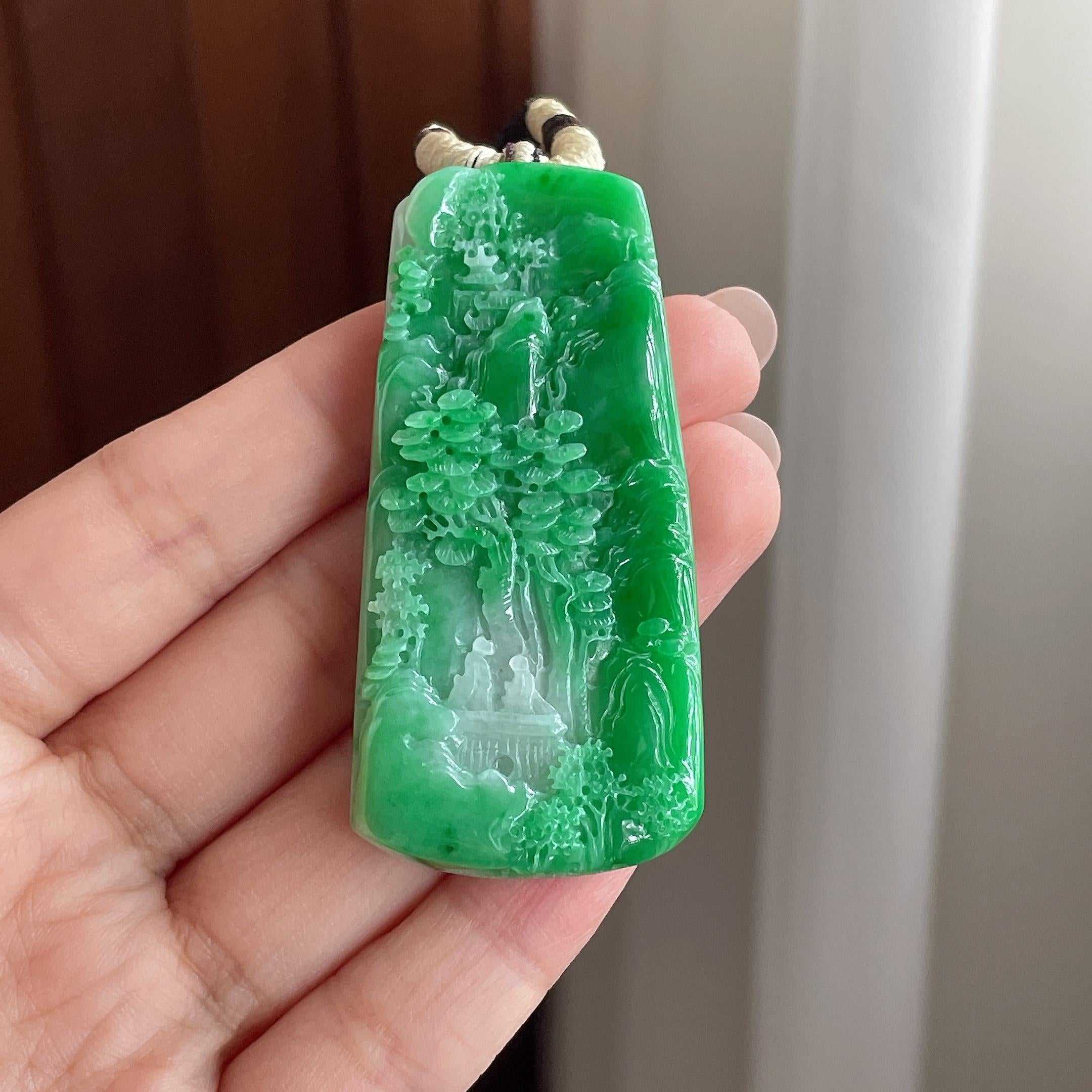 糯冰带色山水牌挂件 天然缅甸Ａ货翡翠（yc506570）