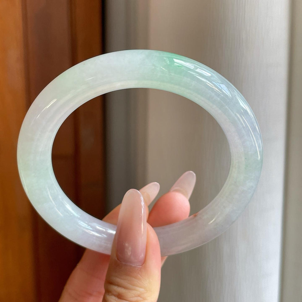 冰种飘花翡翠圆条手镯（57.8mm）（yc278684）