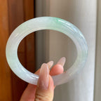 冰种飘花翡翠圆条手镯（57.8mm）（yc278684）