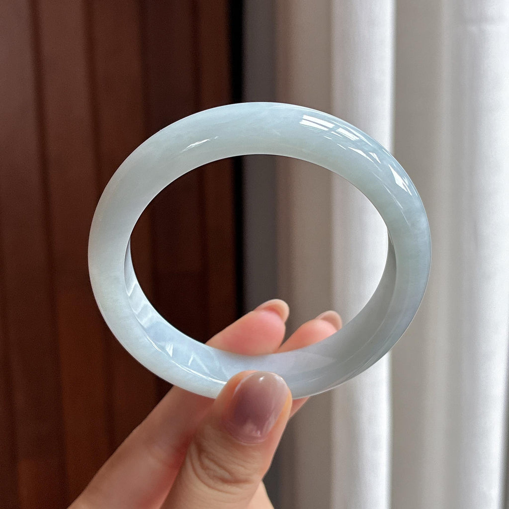 细糯种蓝晴正圈平安镯 56圈 天然缅甸A货翡翠（yc504720）