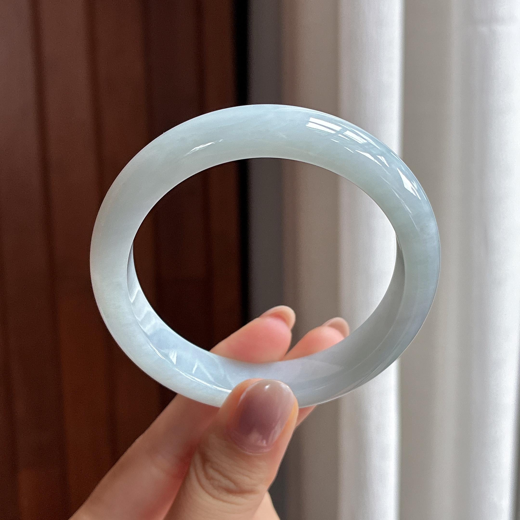 细糯种蓝晴正圈平安镯 56圈 天然缅甸A货翡翠（yc504720）