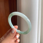 糯冰飘花圆条翡翠手镯（55.6mm）（yc249149）