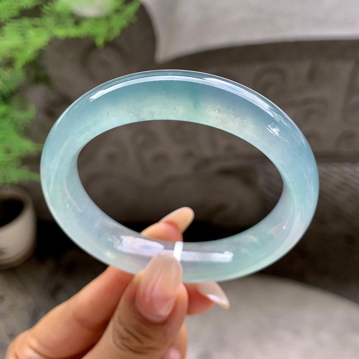 糯冰种蓝底平安镯（54.8mm）（yc203707）