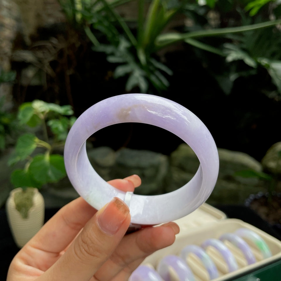 糯种宽版紫罗兰正圈翡翠手镯（58.6mm）（yc019363）