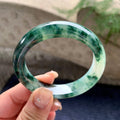 细糯种飘蓝花正圈平安镯 54圈口 天然缅甸A货翡翠（yc467979）