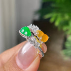 18k金钻镶冰种多彩葫芦戒指         天然缅甸A货翡翠（yc392769）