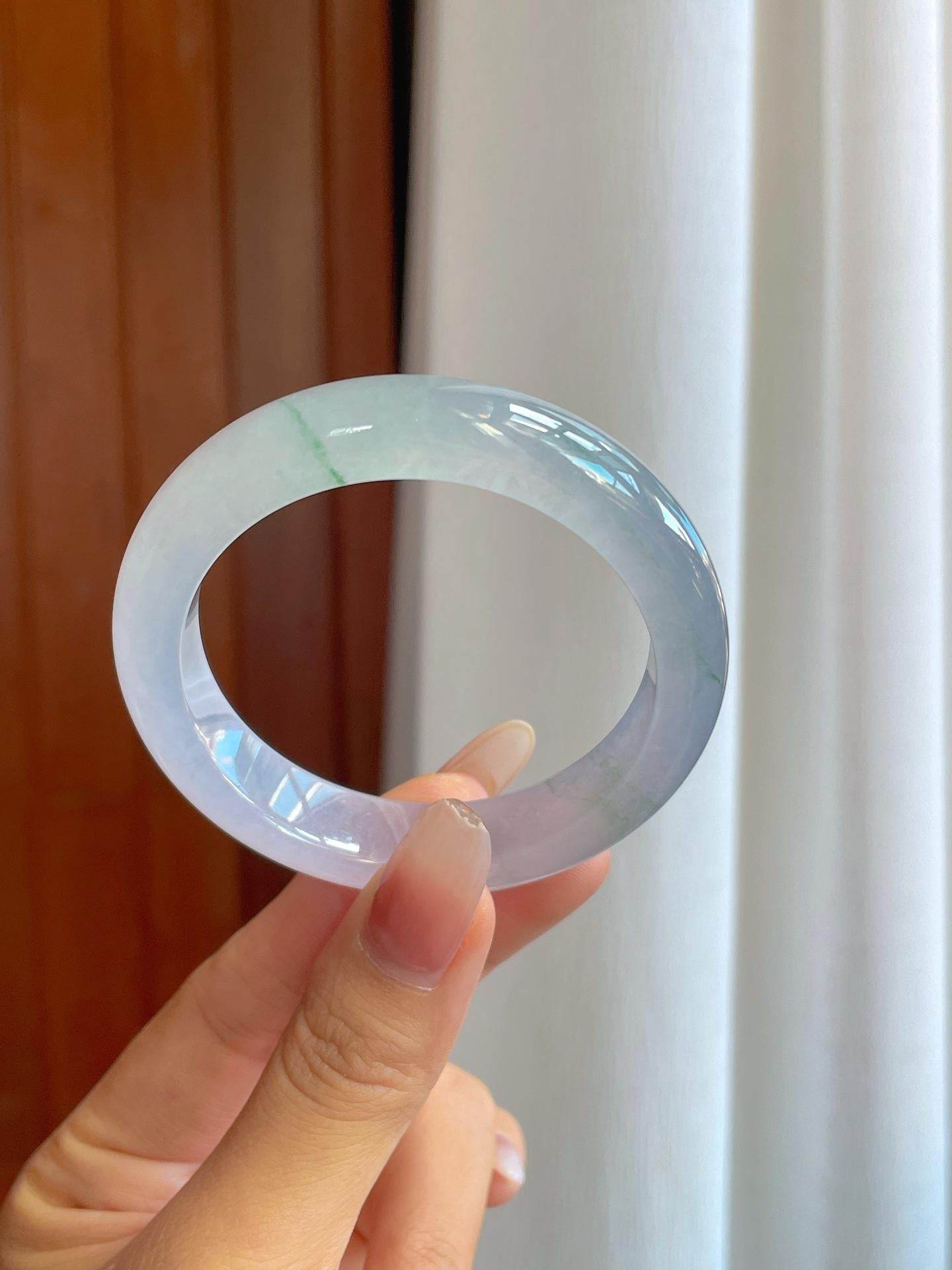 冰种飘花翡翠平安镯（52.8mm）（yc268252）