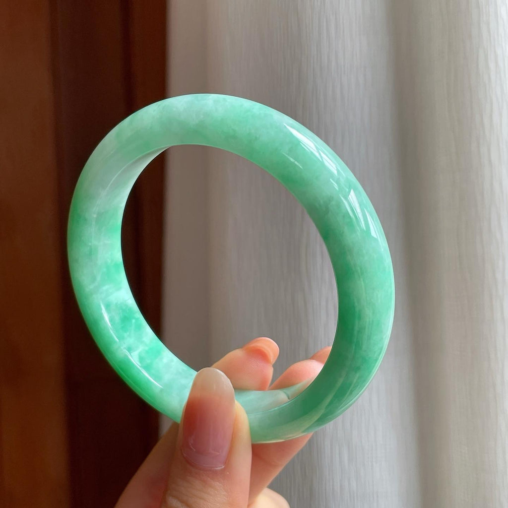 糯冰果绿翡翠平安镯（57.8mm)（yc347292）