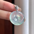 18k金扣头冰种飘花平安扣 天然缅甸A货翡翠（yc441258）