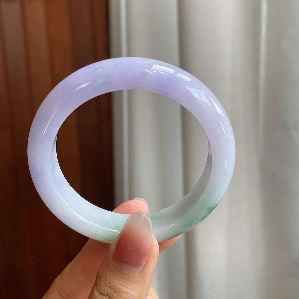 糯冰春带彩翡翠平安镯（54mm)（yc316585）