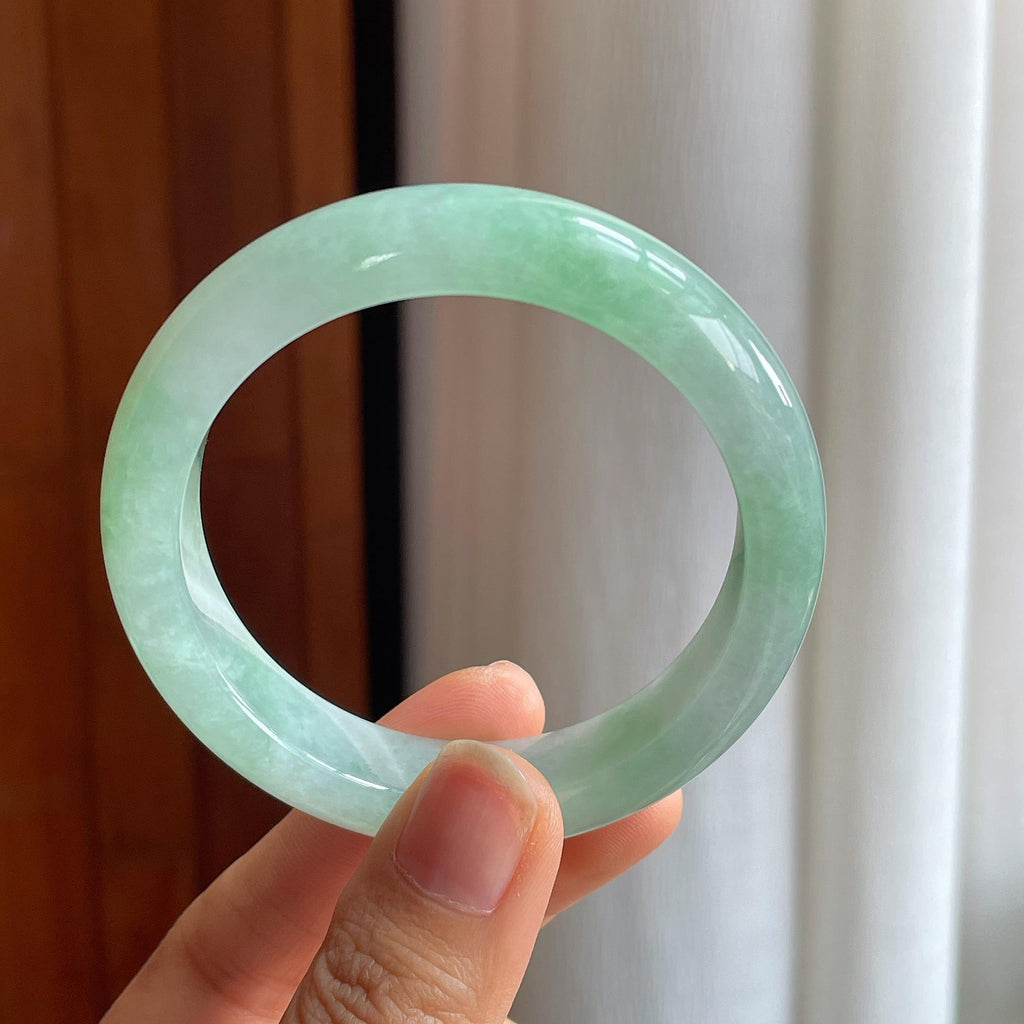 糯冰果绿翡翠平安镯（53mm）（yc343363）