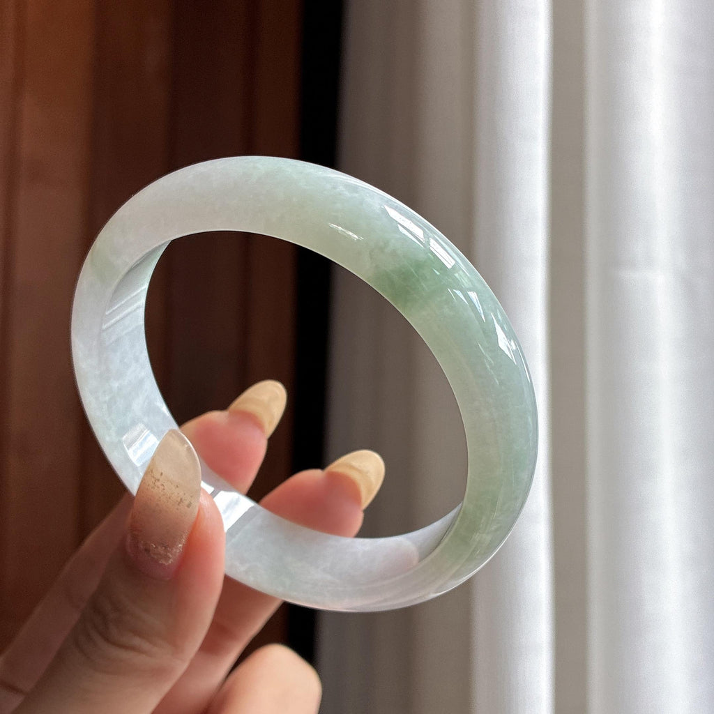 糯冰飘花正圈平安镯 59圈 天然缅甸A货翡翠（yc525470）