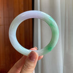 糯冰春带彩翡翠圆条手镯（57mm）（yc284627）