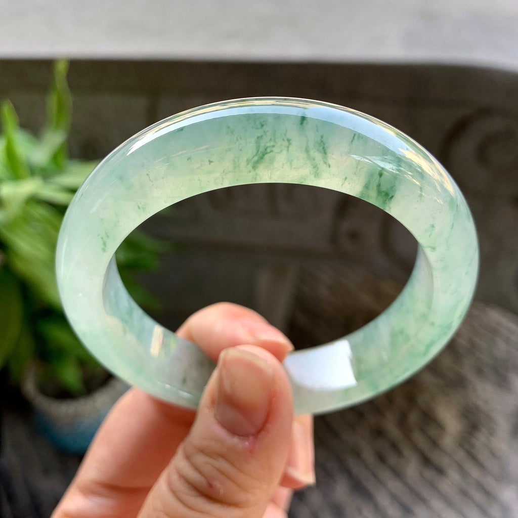 糯冰种晴底飘花平安镯（56.6mm）（yc309459）