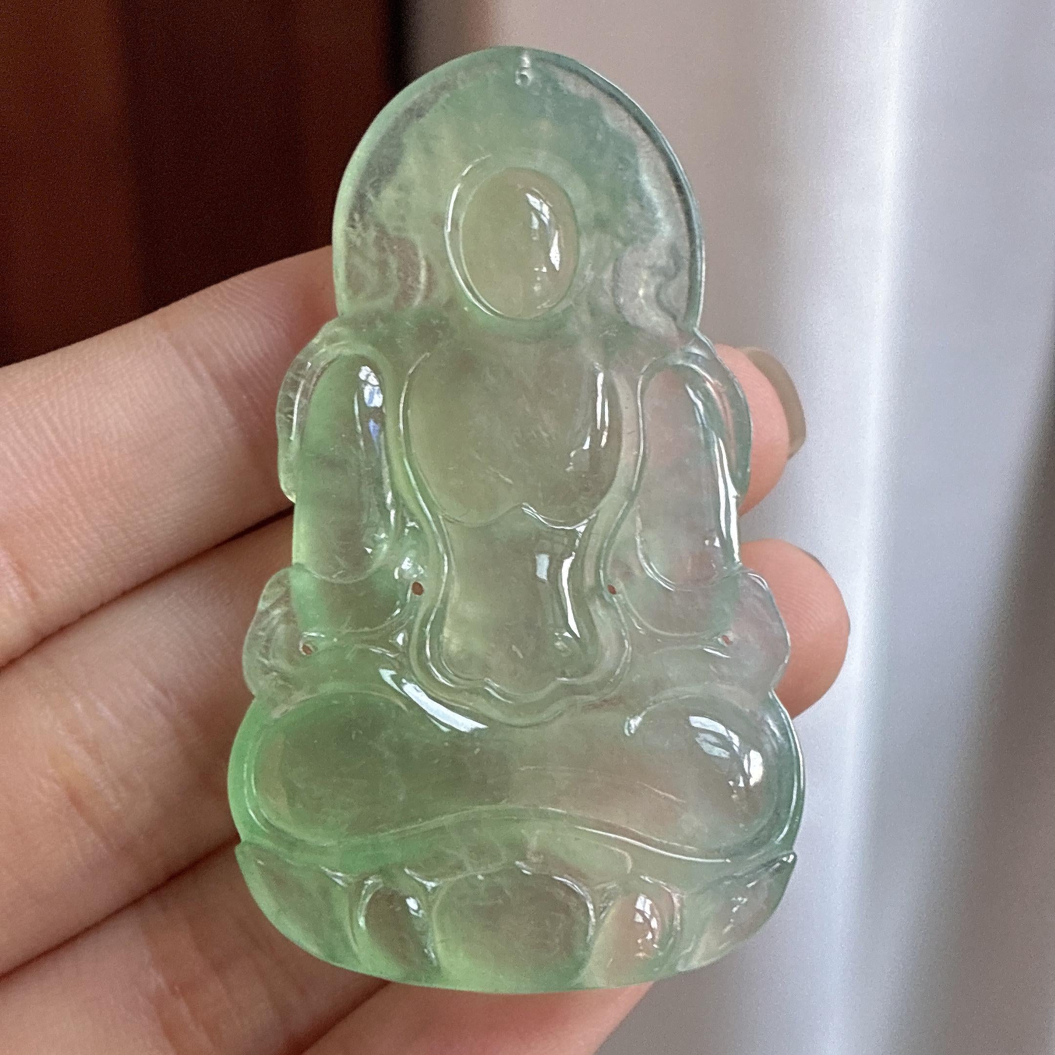 冰种晴水度母挂件 天然缅甸A货翡翠（yc484401）