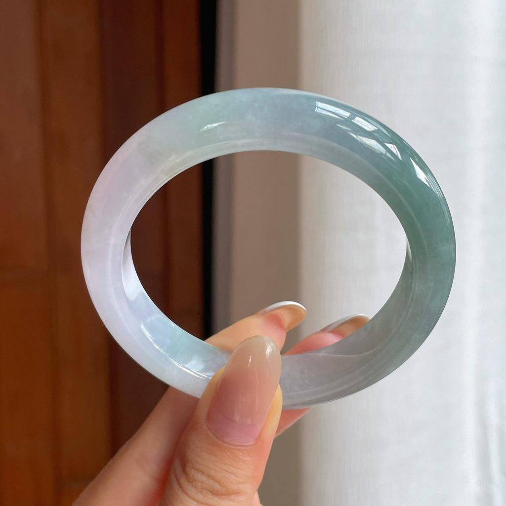 糯冰蓝晴翡翠平安镯（54mm)（yc419678）