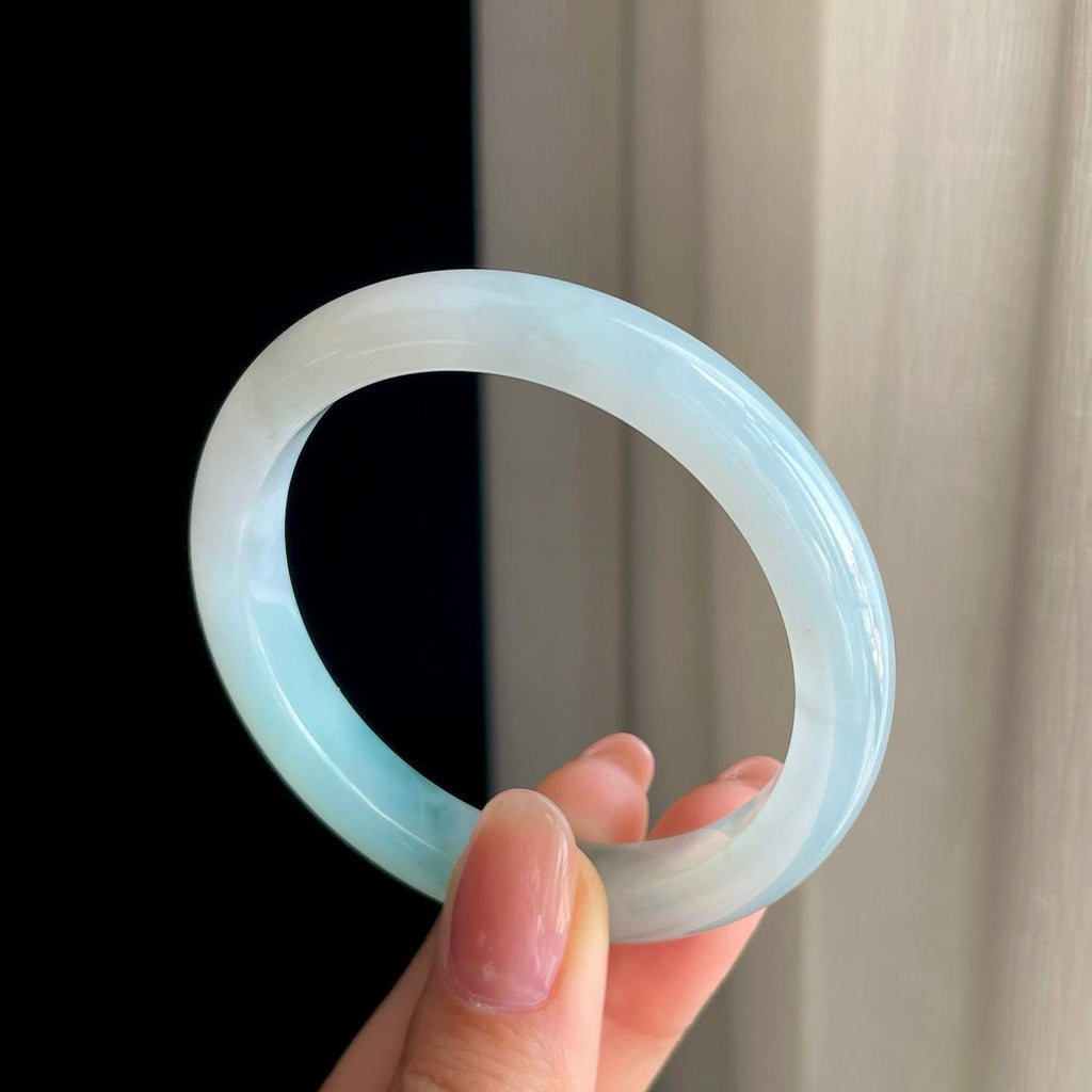 糯冰飘花翡翠平安镯（51mm)（yc329489）