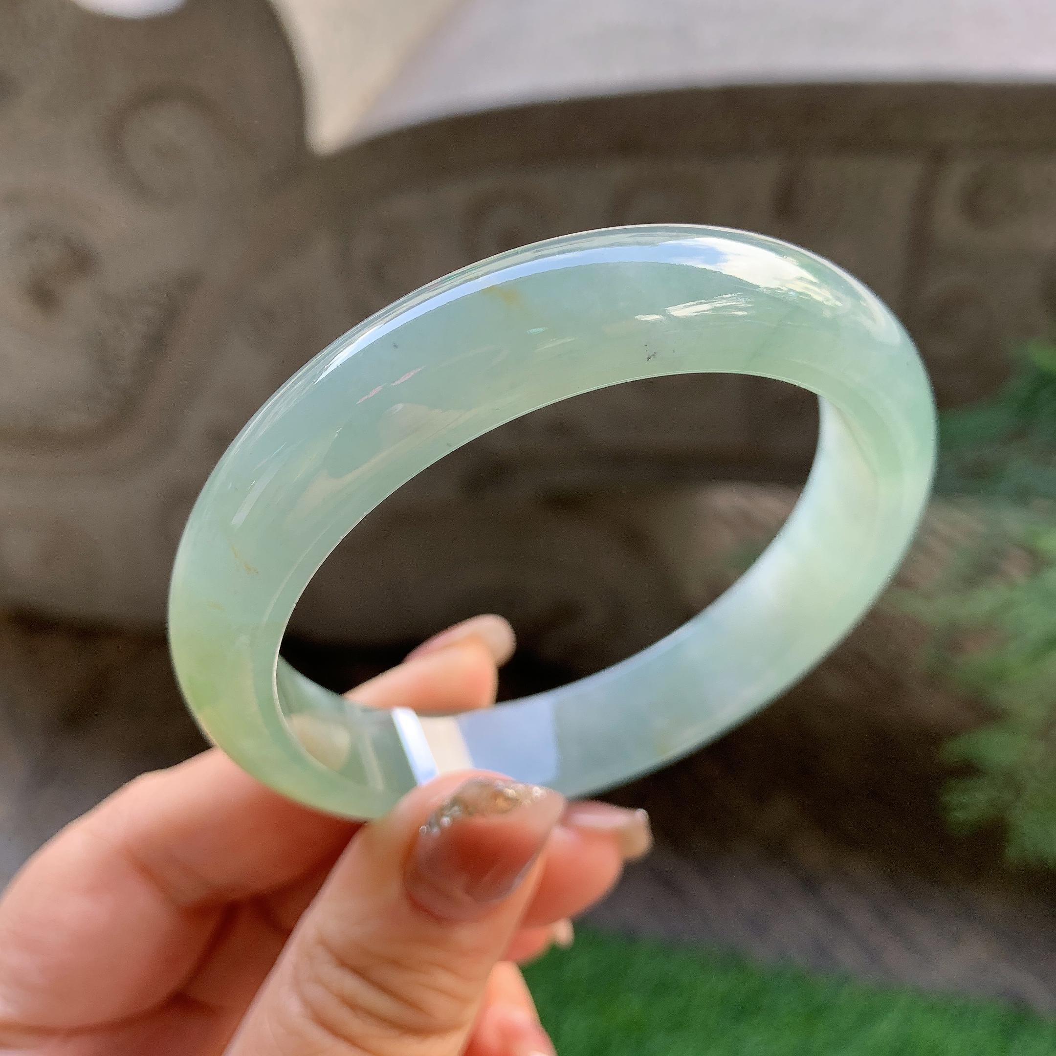 糯冰种晴底黄翡平安镯（57mm）（yc293330）