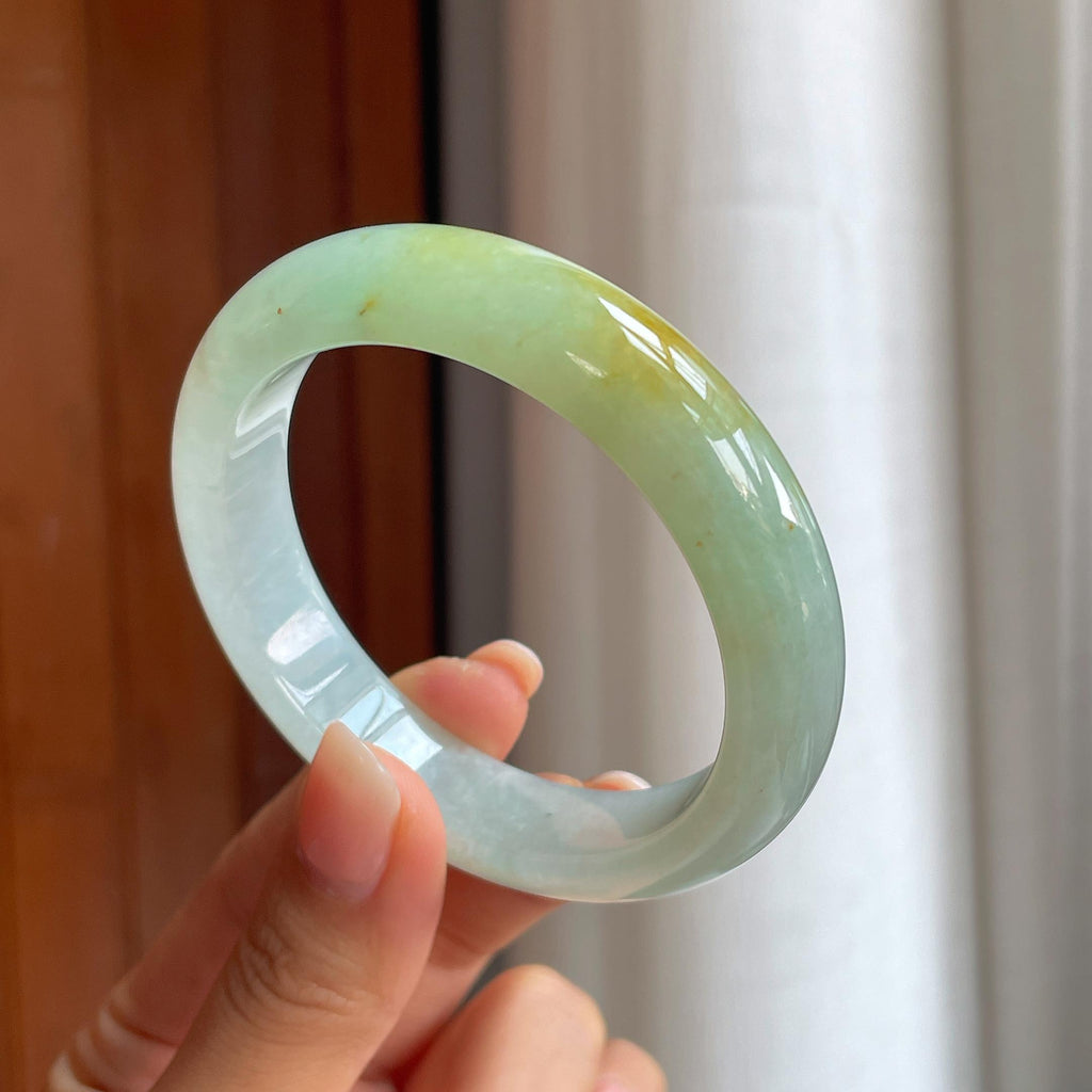 糯冰黄翡翡翠平安镯(55.5mm)（yc402820）