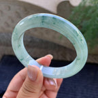 细糯种飘蓝花正圈平安镯  57.3圈口  天然缅甸A货翡翠（yc400182）