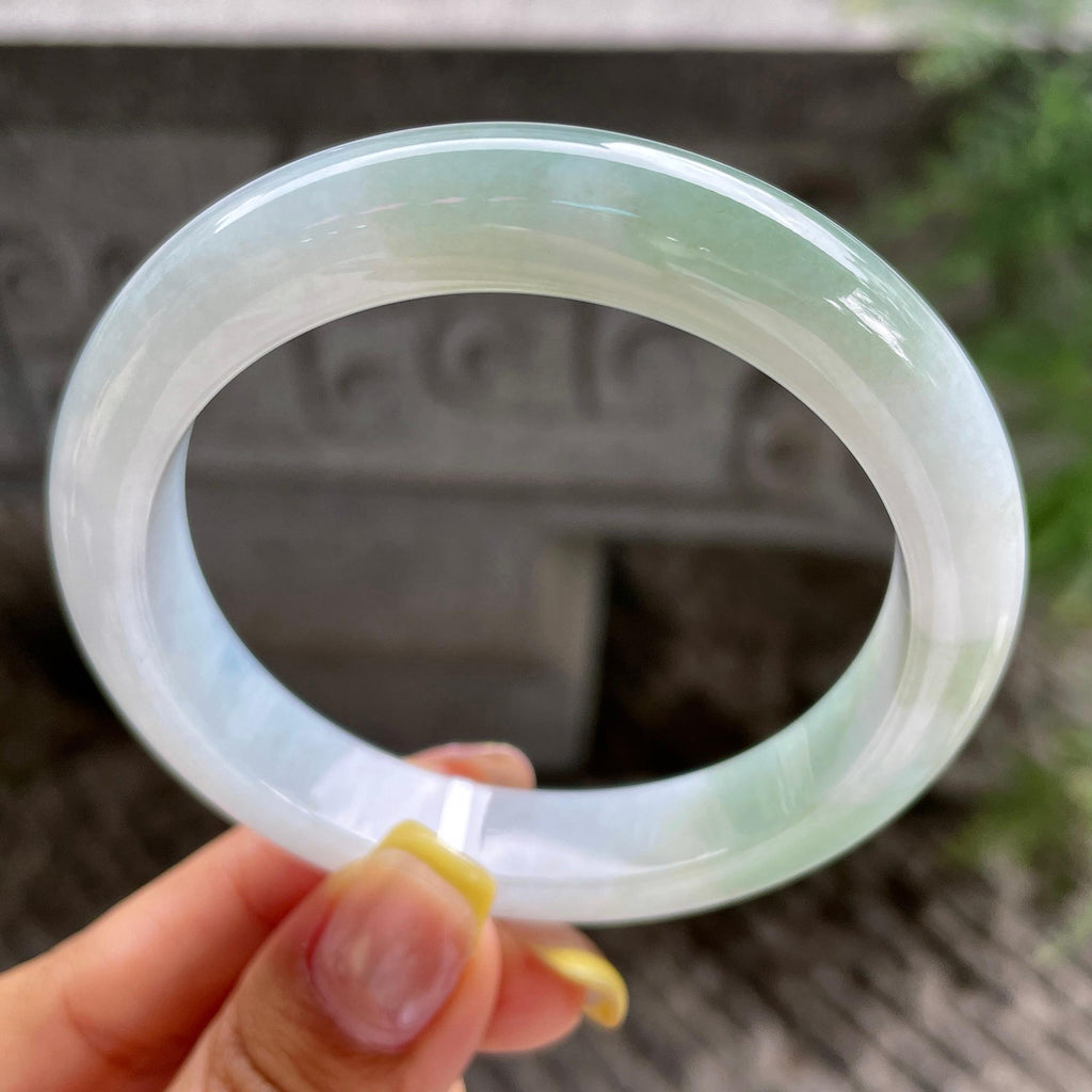 细糯种飘花正圈平安镯57.5圈      天然缅甸A货翡翠（yc383110）