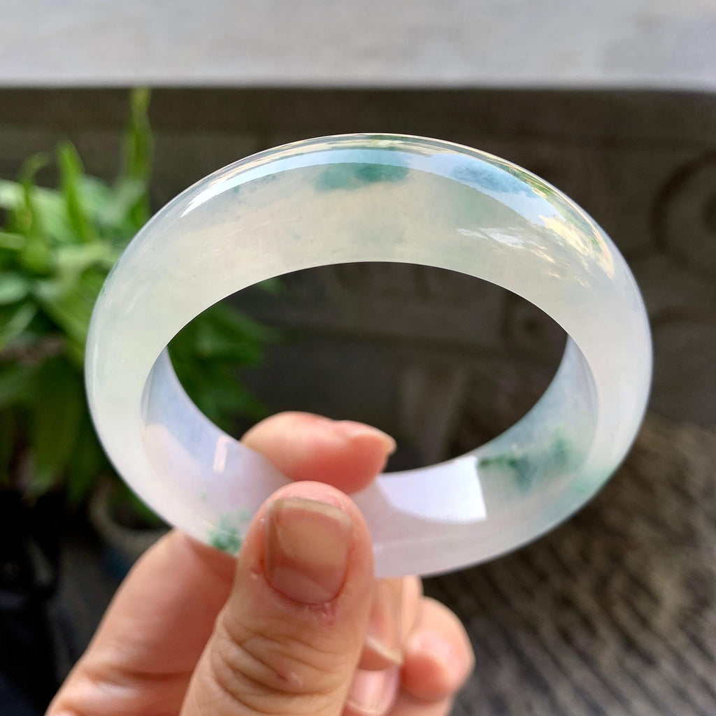 糯冰种飘花宽版轮胎手镯（56.8mm）（yc309460）