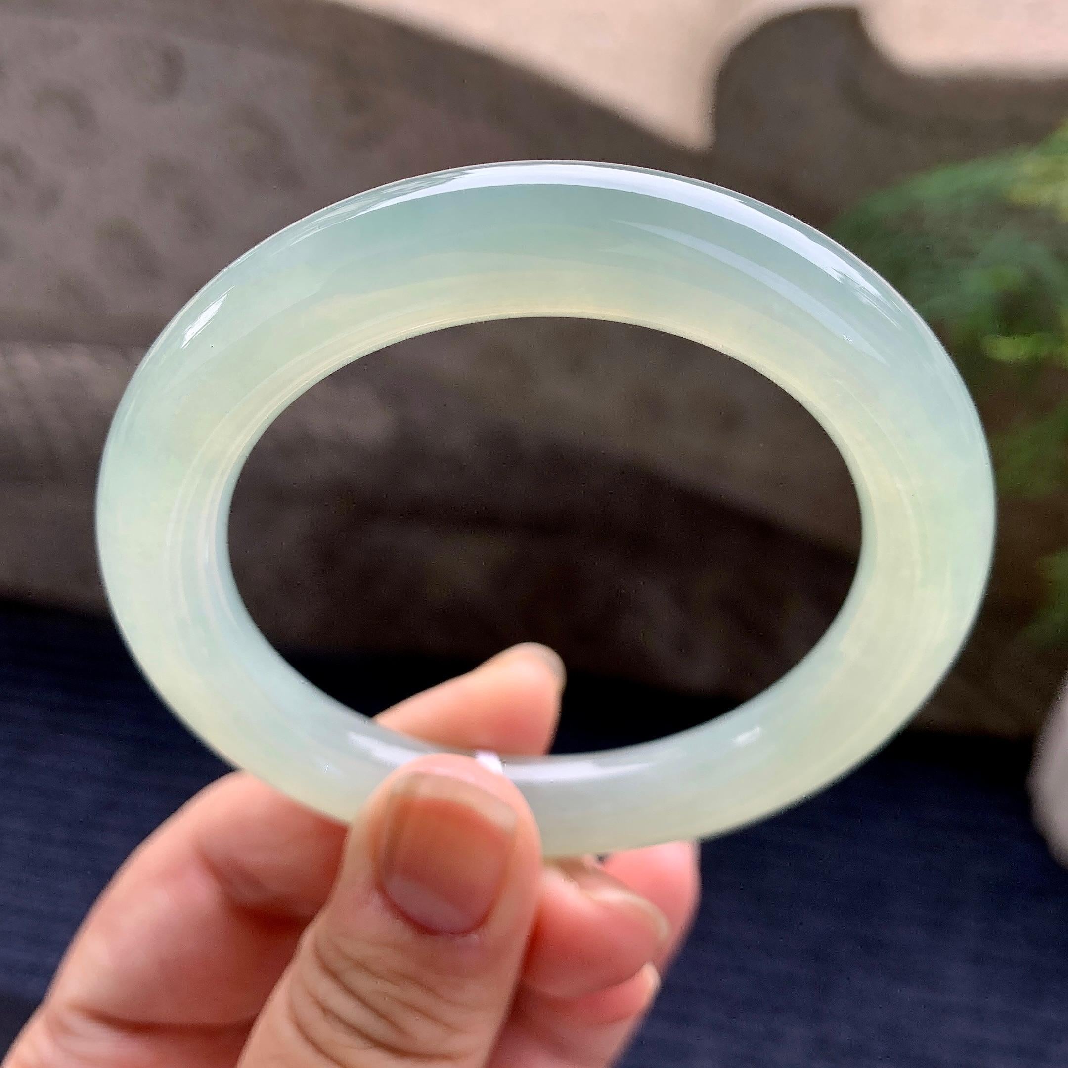 糯冰种晴水圆条手镯（54mm）（yc266526）