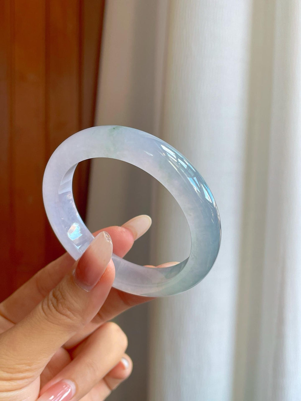 冰种飘花翡翠平安镯（52.8mm）（yc268252）