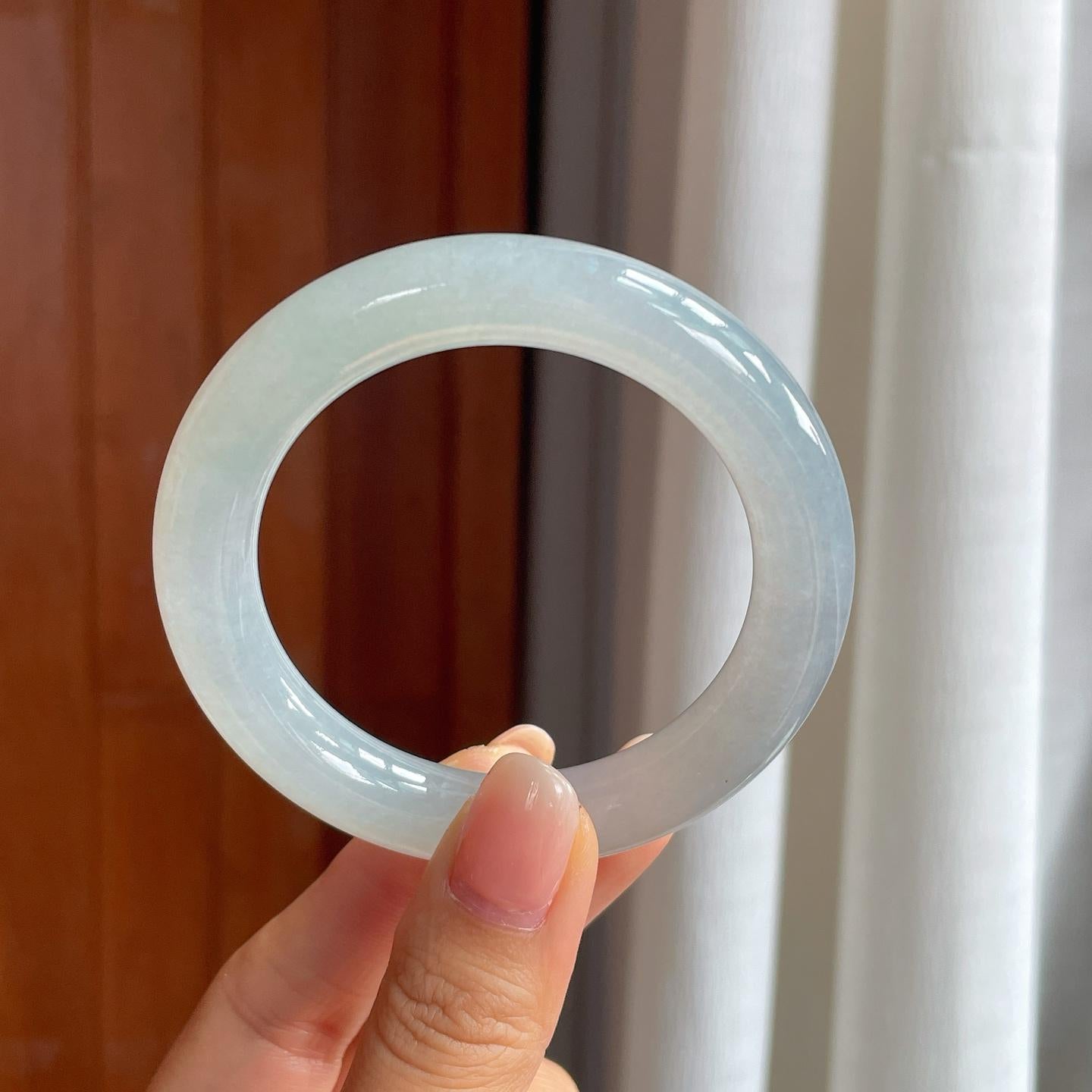 冰种带底色翡翠圆条手镯（53mm）（yc407550）