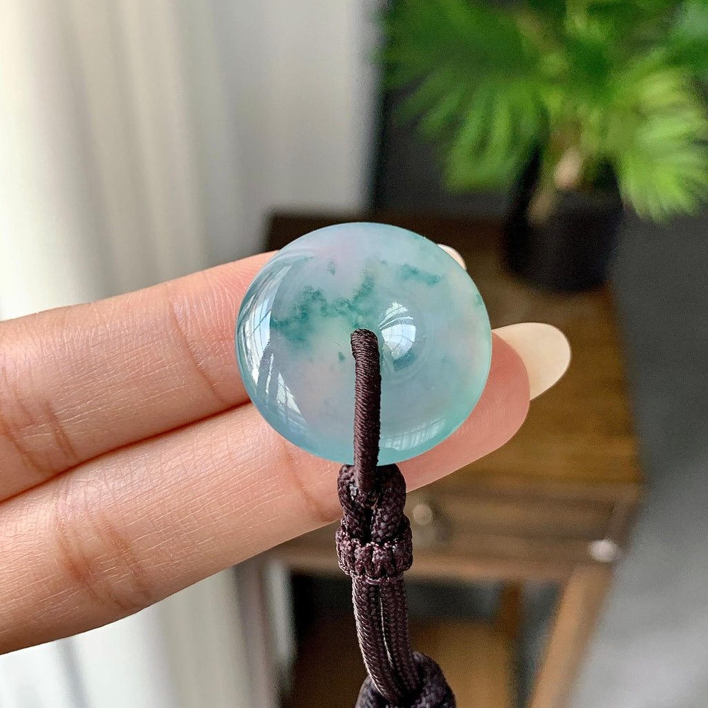 糯冰种飘花平安扣吊坠（yc248130）