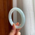 糯冰淡底色翡翠平安镯（60.4mm)（yc360239）