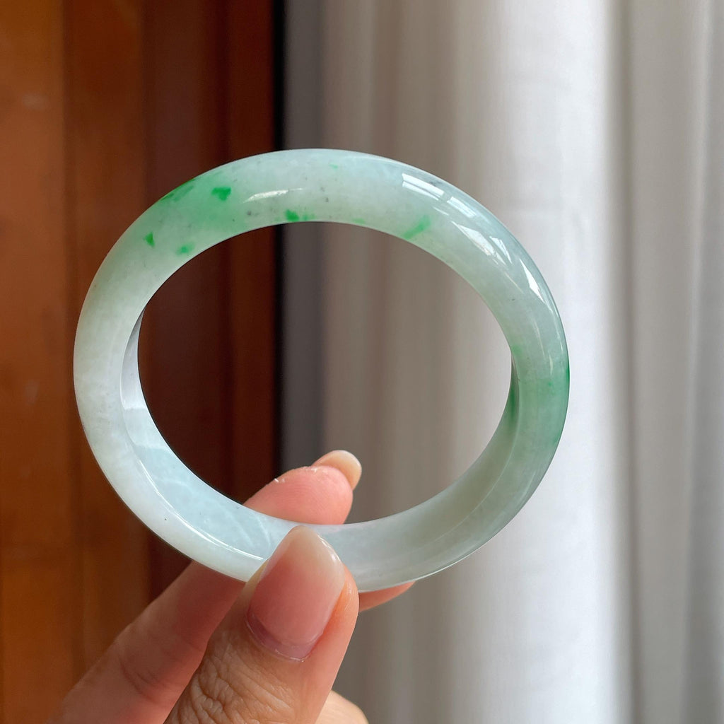 糯冰带色翡翠平安镯(54.8mm)（yc402825）