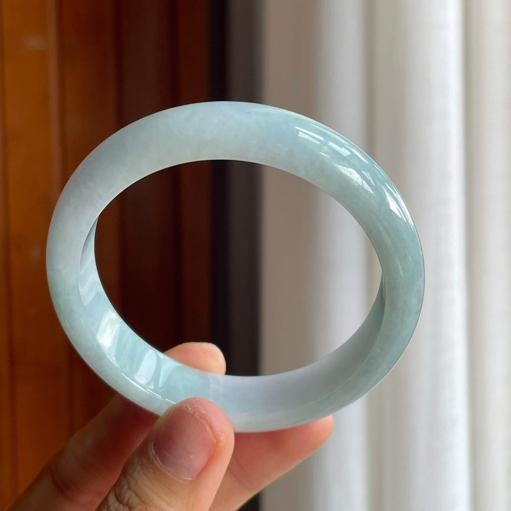 糯种带色翡翠平安镯（57.5mm）（yc221959）