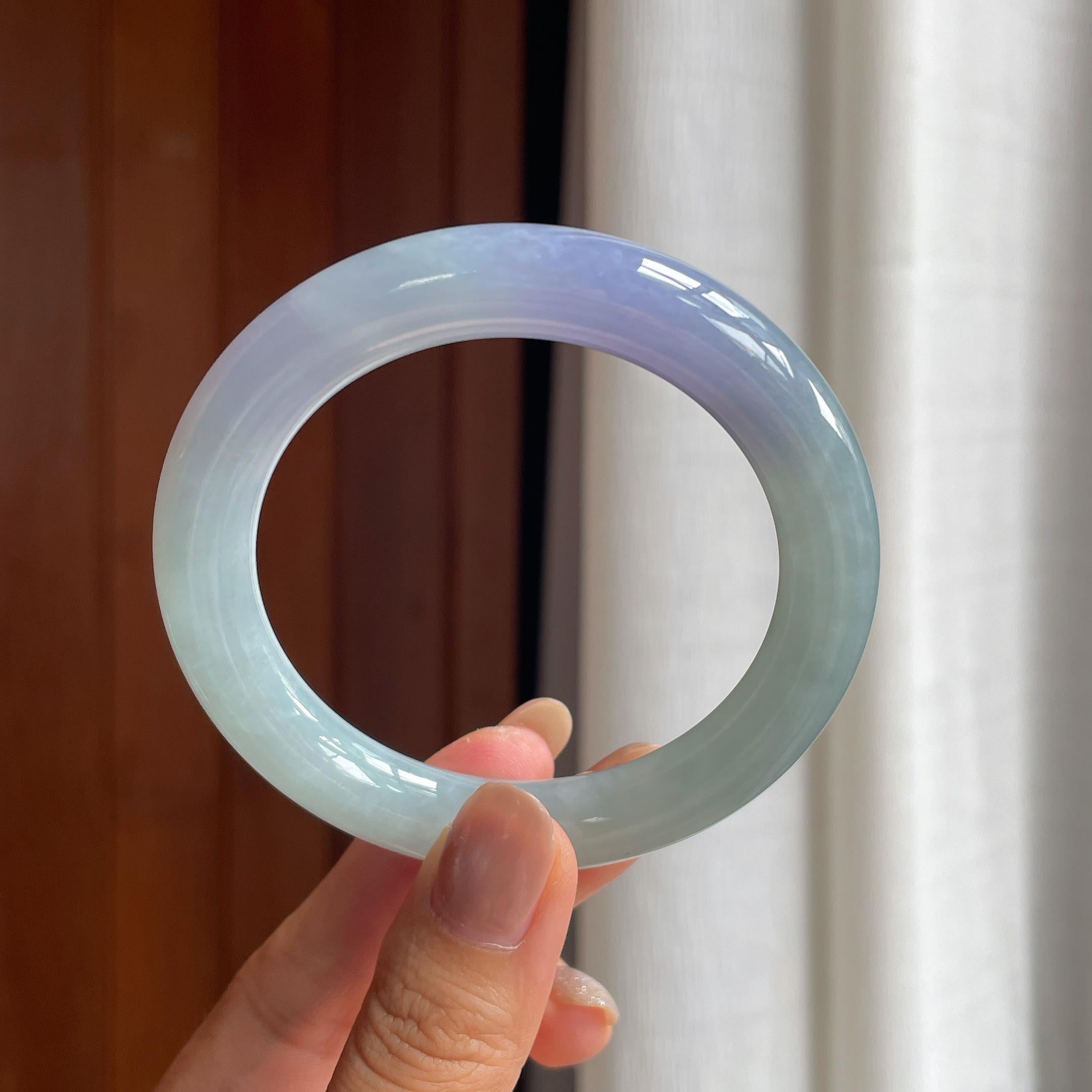 糯冰晴底紫罗兰翡翠圆条手镯（55.8mm）（yc412133）