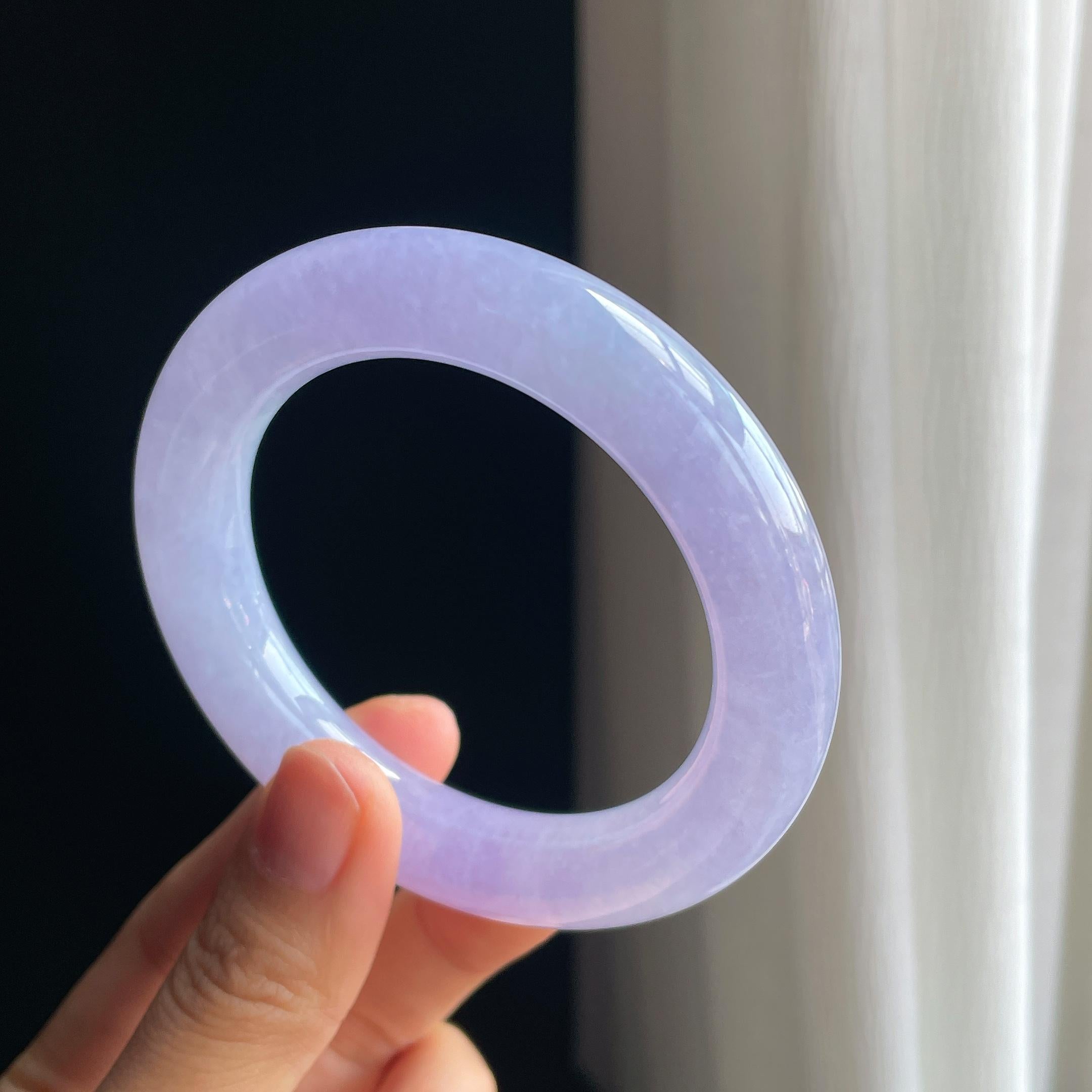 糯冰紫罗兰翡翠圆条手镯（54.8mm)（yc349443）