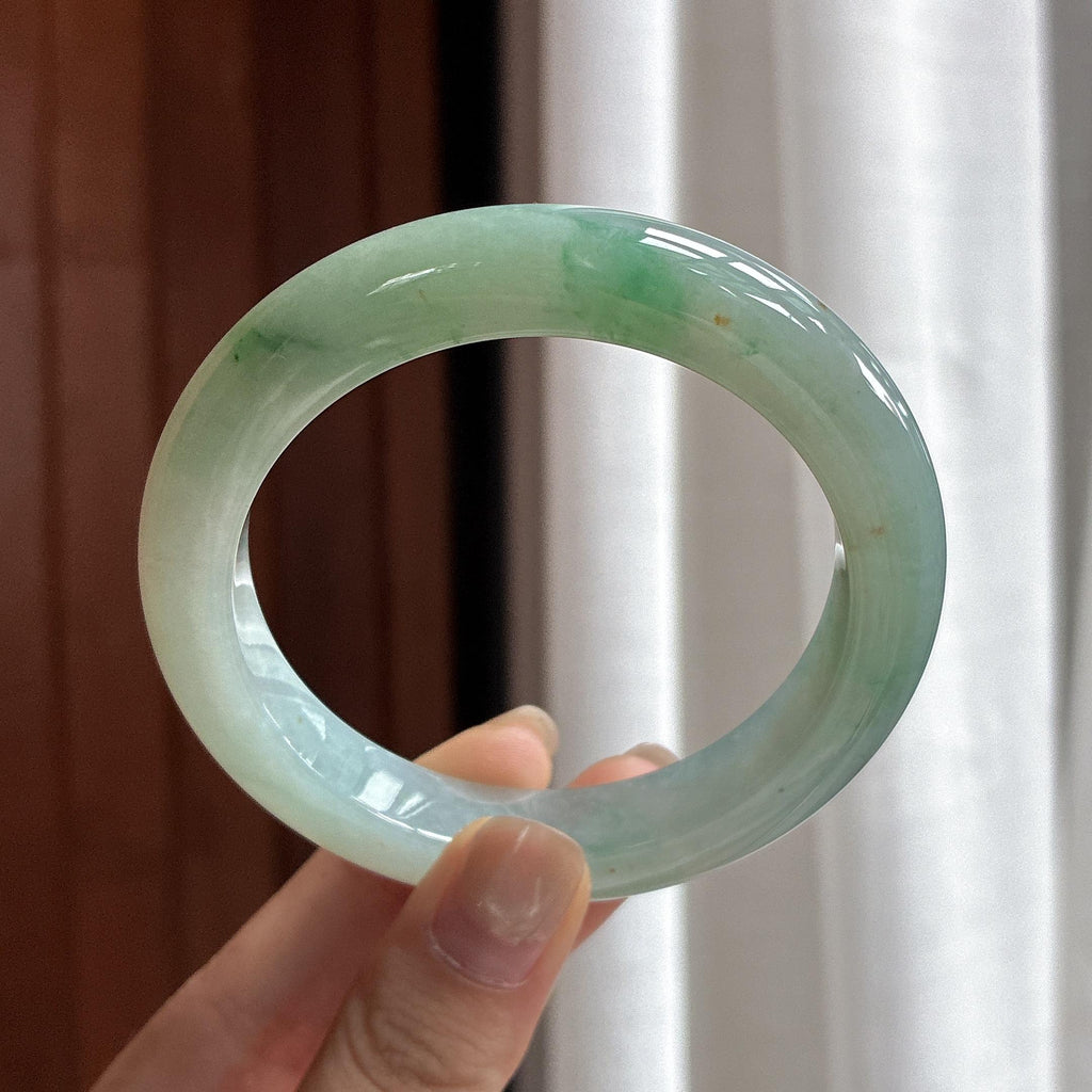 糯冰飘花洒金正圈平安镯 56圈 天然缅甸A货翡翠（yc482394）