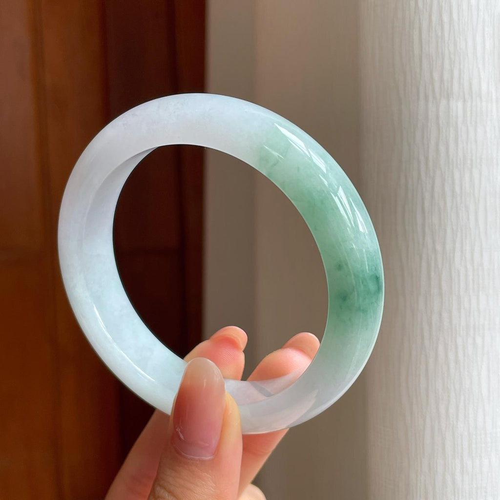 冰种飘花翡翠平安镯（55.7mm)（yc373976）