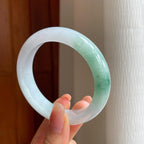 冰种飘花翡翠平安镯（55.7mm)（yc373976）