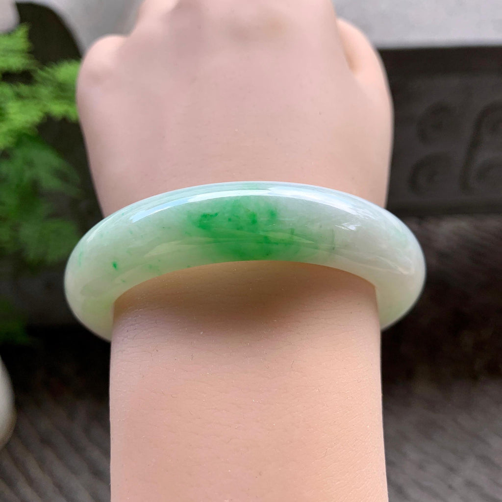 糯种飘绿平安镯（54.3mm）（yc202380）