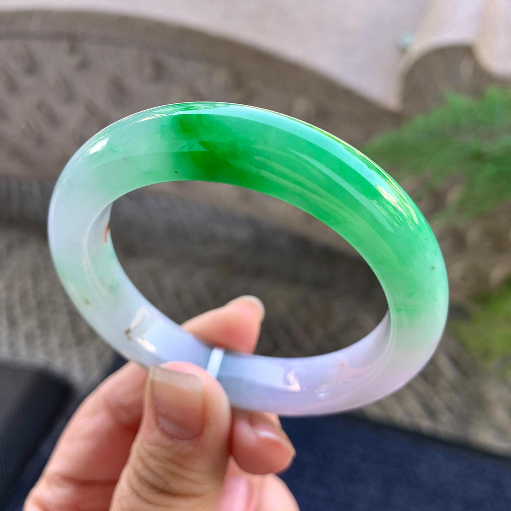 细糯种飘绿洒金平安镯（53mm）（yc305675）