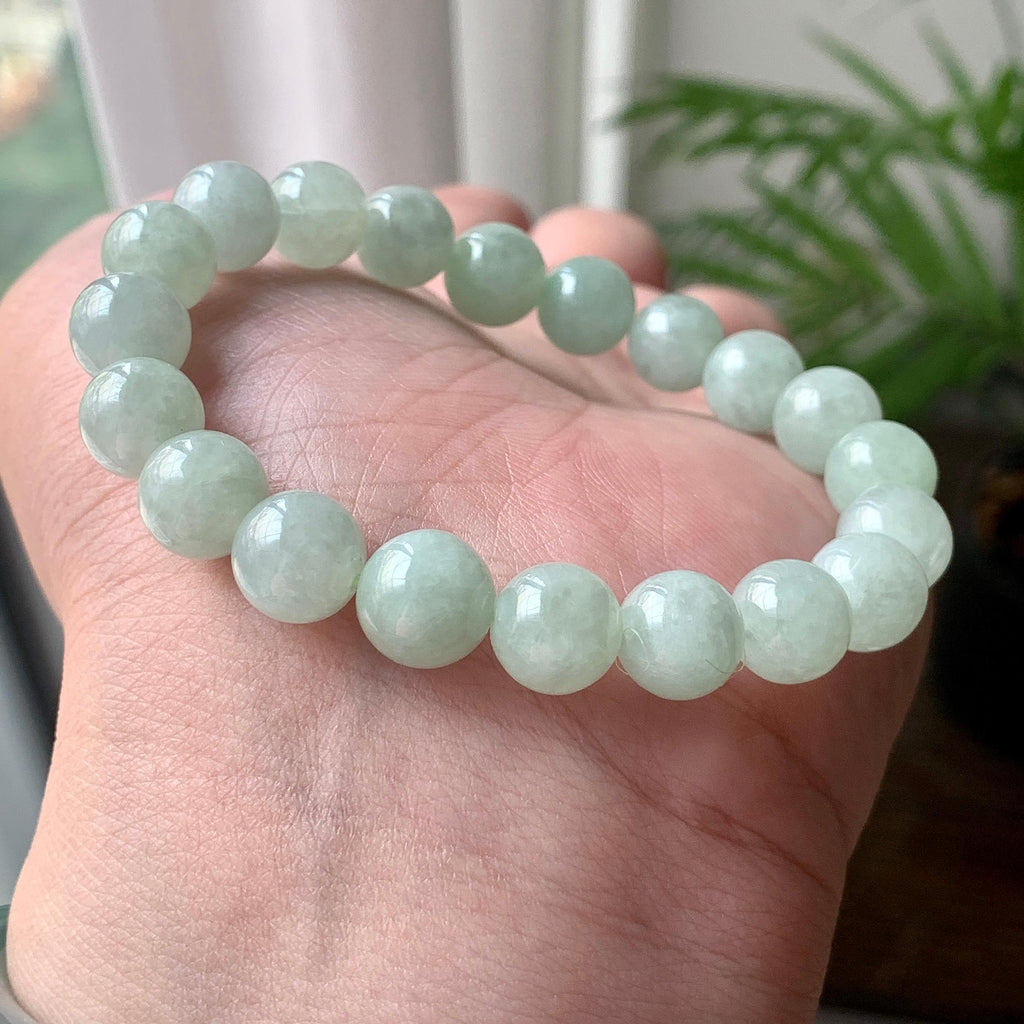 细糯种淡晴底手串  天然缅甸A货翡翠（yc443591）