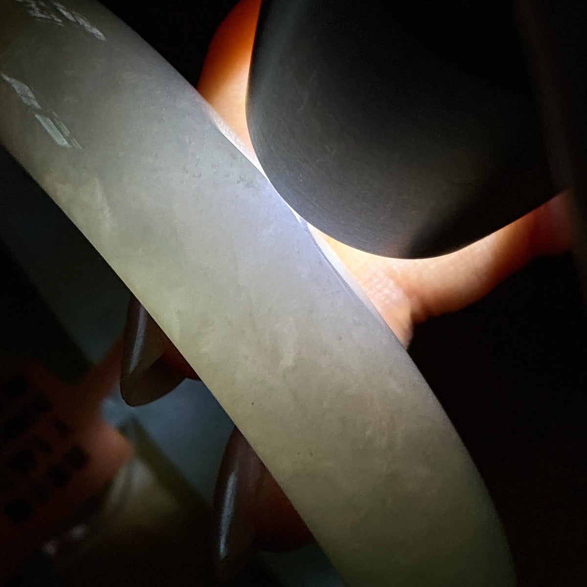 小圈口 糯冰晴底飘黄特色正圈平安镯 53圈（yc722621）